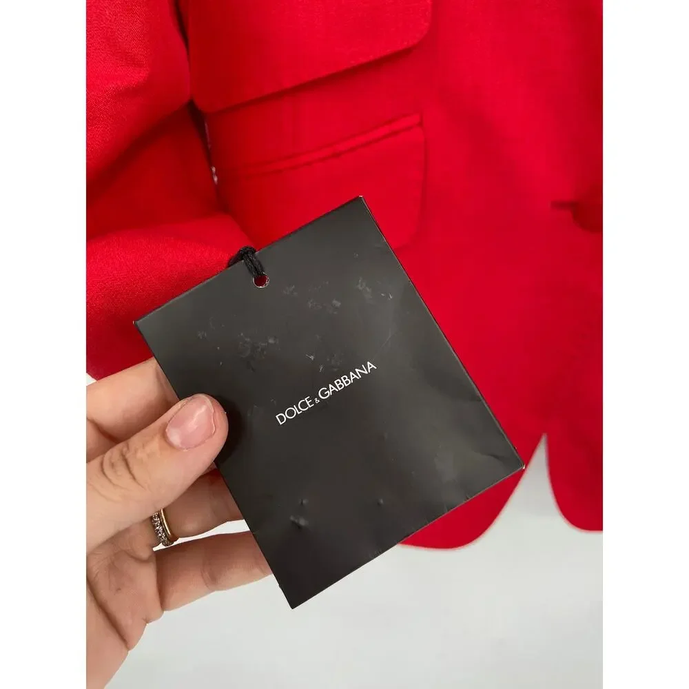 Dolce & Gabbana Silk Blend Single‎ Breasted Blazer Women Size 46/10 Red NEW